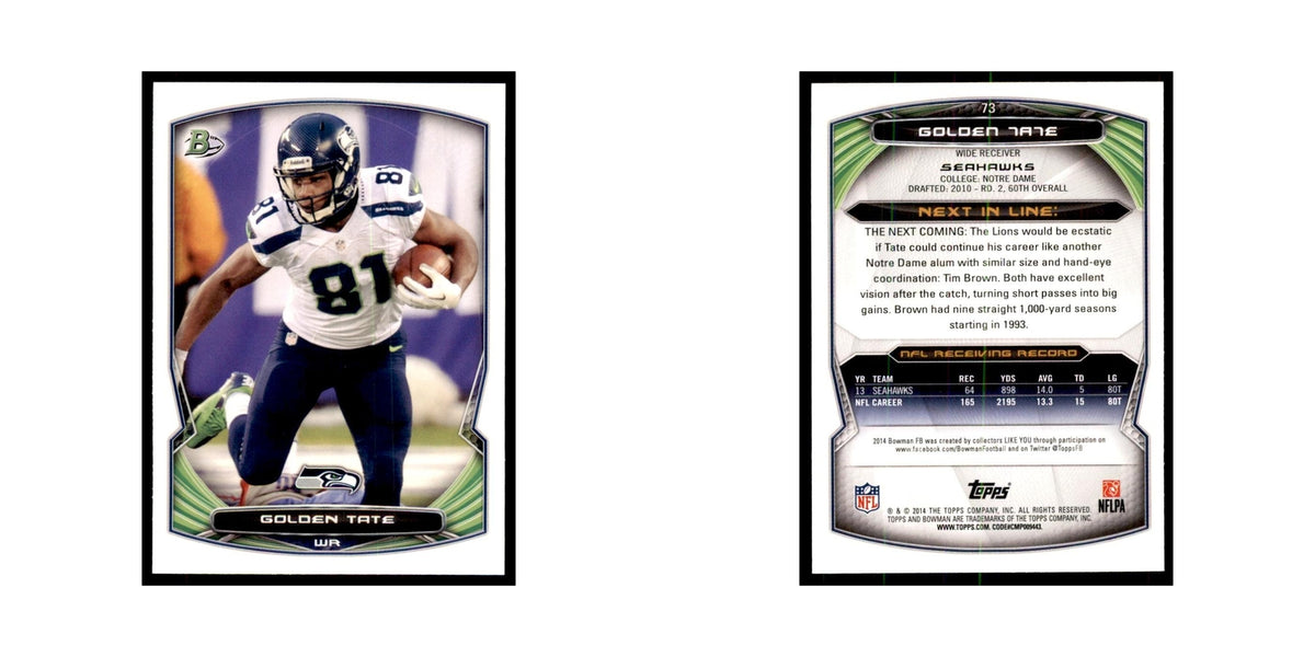 2014 Bowman Golden Tate Football Cards #73