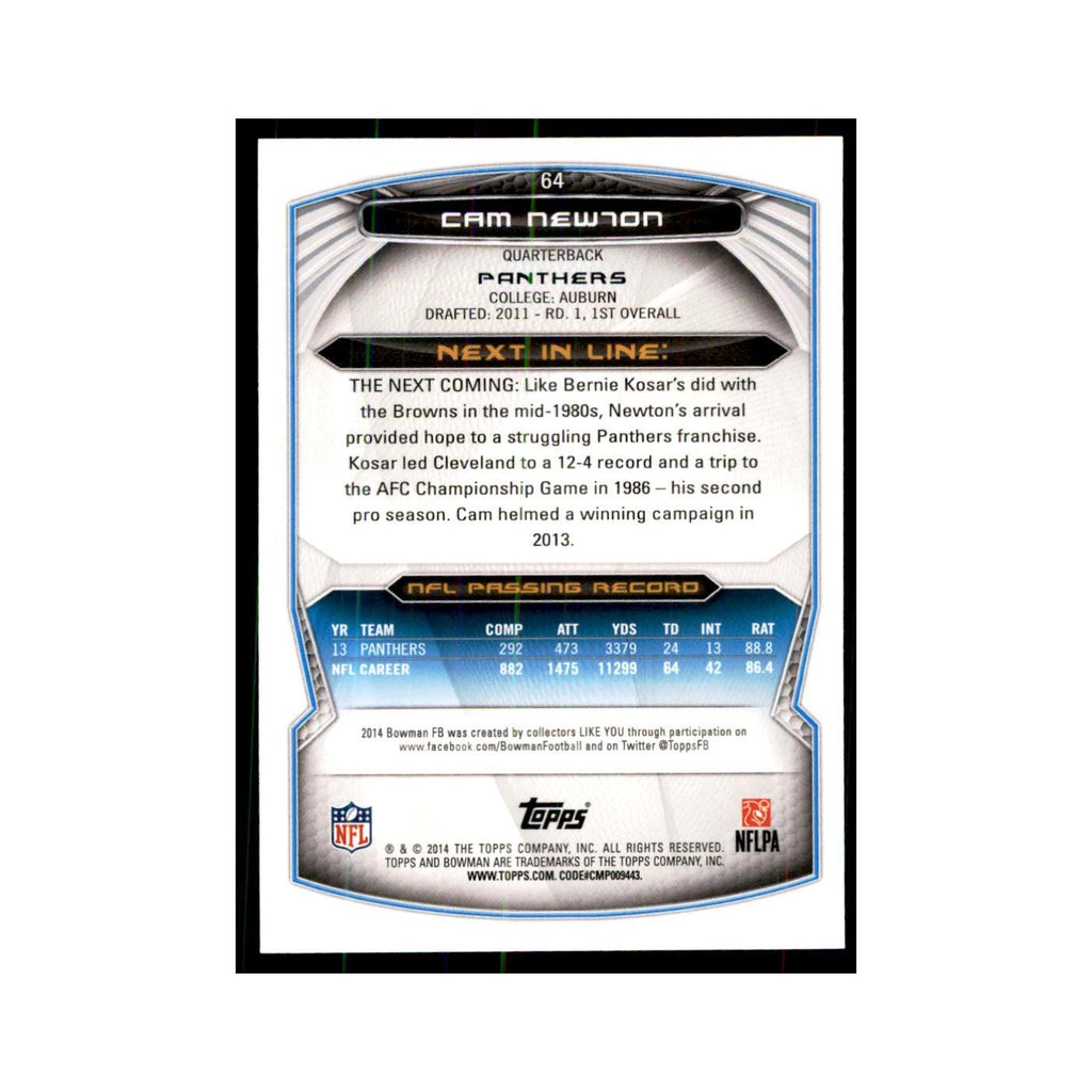 2014 Bowman Cam Newton Football Cards #64