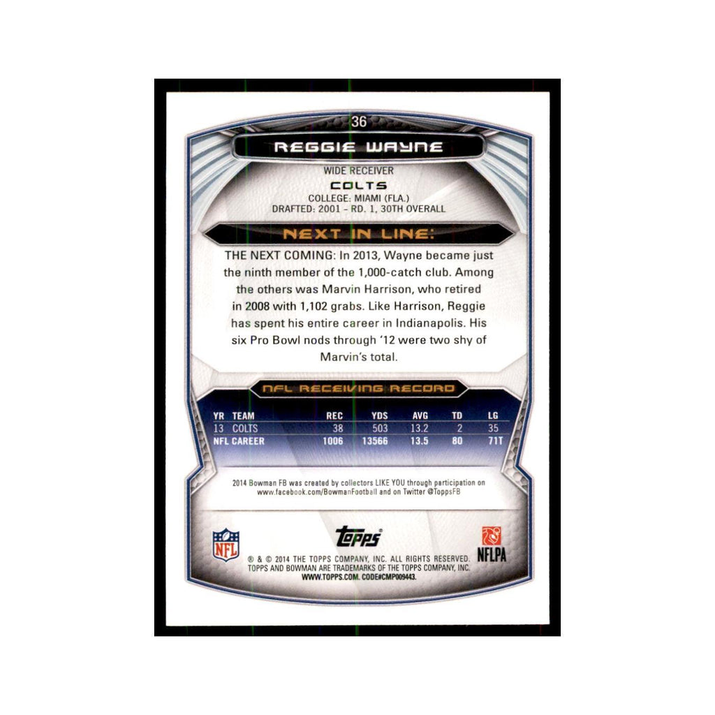 2014 Bowman Reggie Wayne Football Cards #36