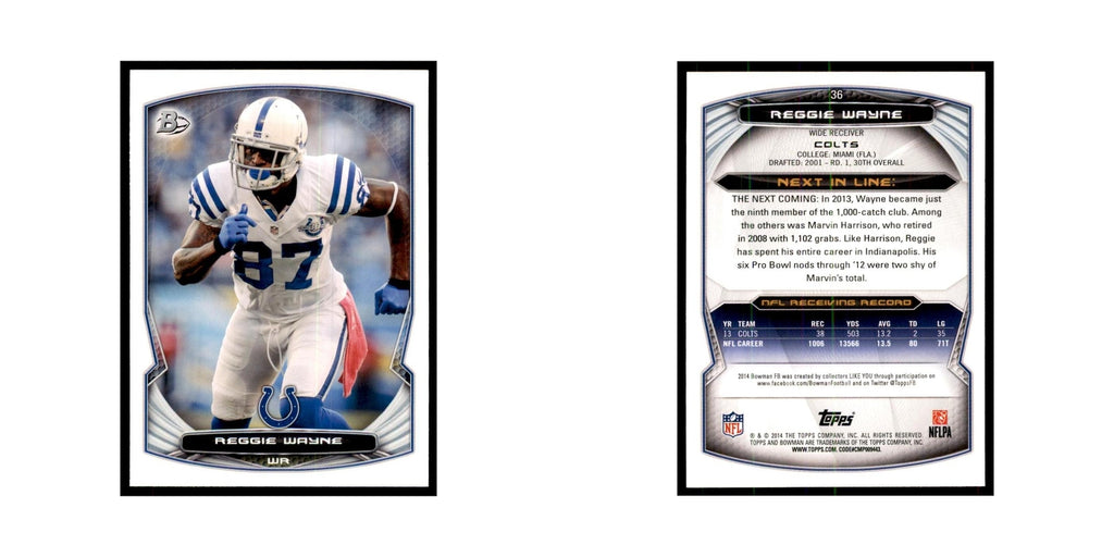 2014 Bowman Reggie Wayne Football Cards #36