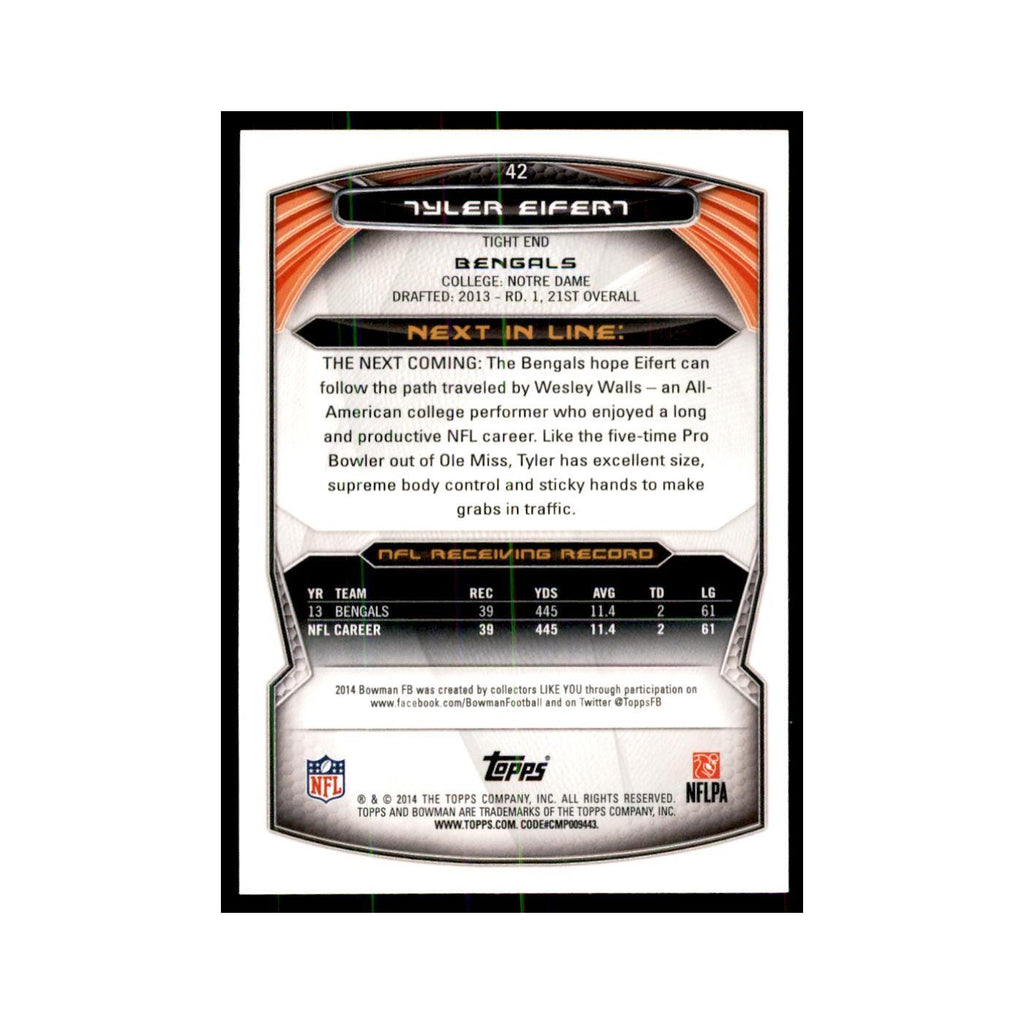2014 Bowman Tyler Eifert Football Cards #42