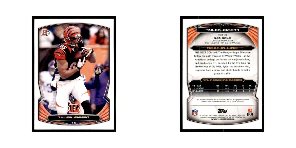 2014 Bowman Tyler Eifert Football Cards #42