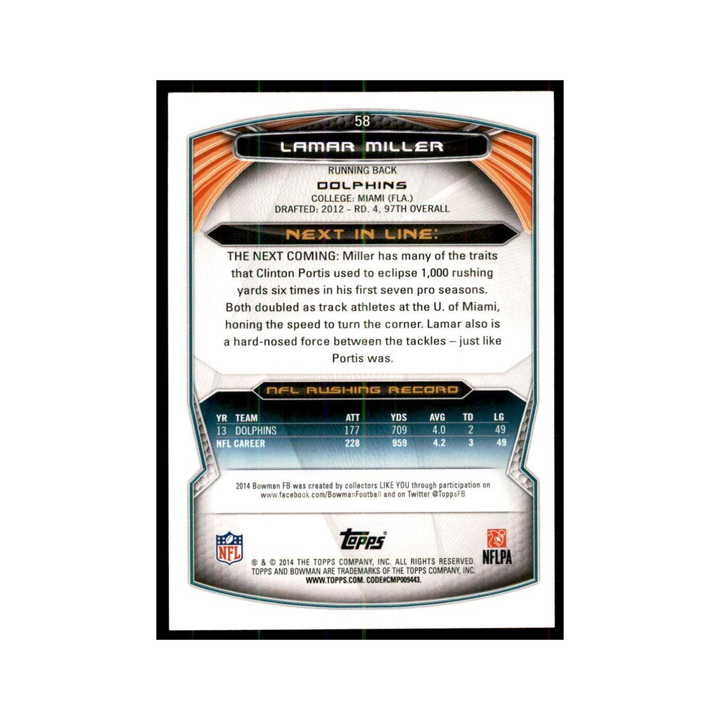 2014 Bowman Lamar Miller Football Cards #58