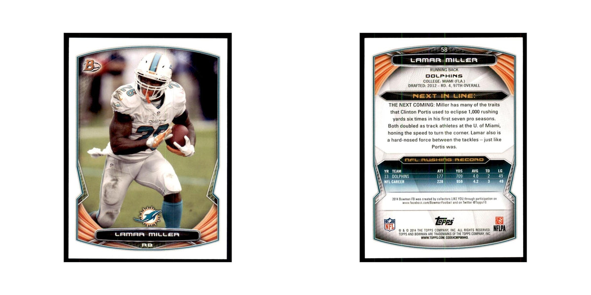 2014 Bowman Lamar Miller Football Cards #58