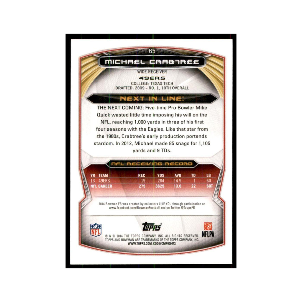 2014 Bowman Michael Crabtree Football Cards #65