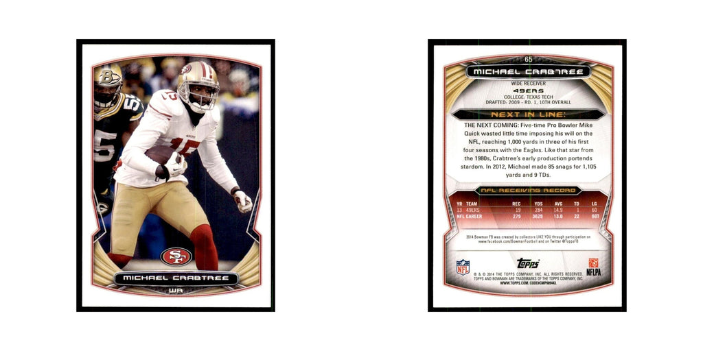 2014 Bowman Michael Crabtree Football Cards #65