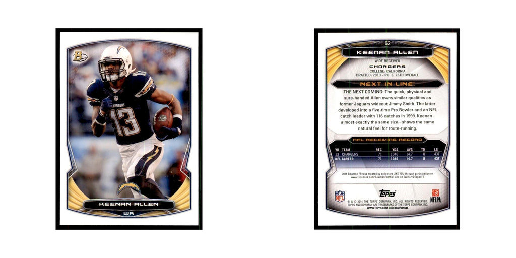 2014 Bowman Keenan Allen Football Cards #62