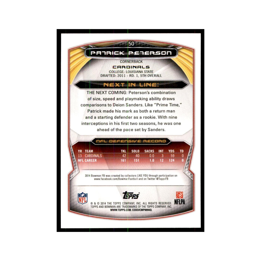2014 Bowman Patrick Peterson Football Cards #50