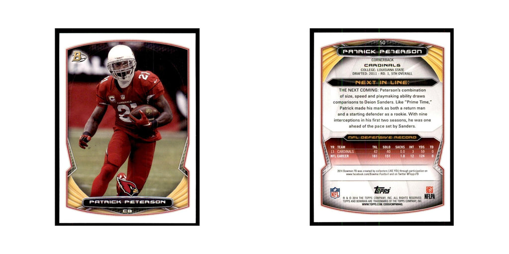 2014 Bowman Patrick Peterson Football Cards #50