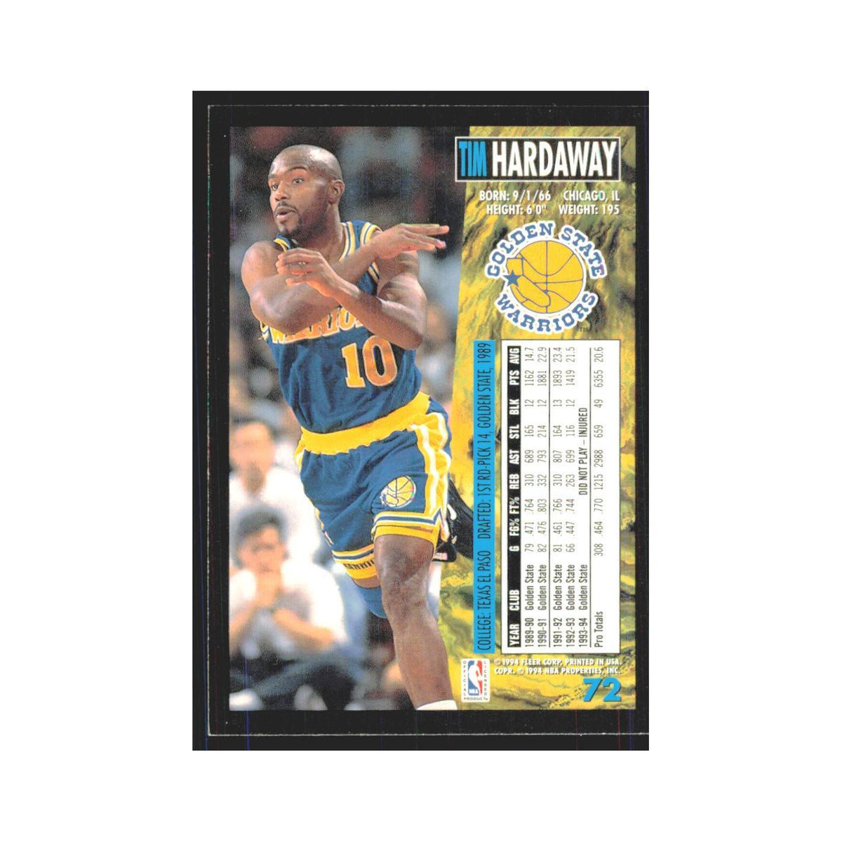1994 Fleer Tim Hardaway Golden State Warriors #72