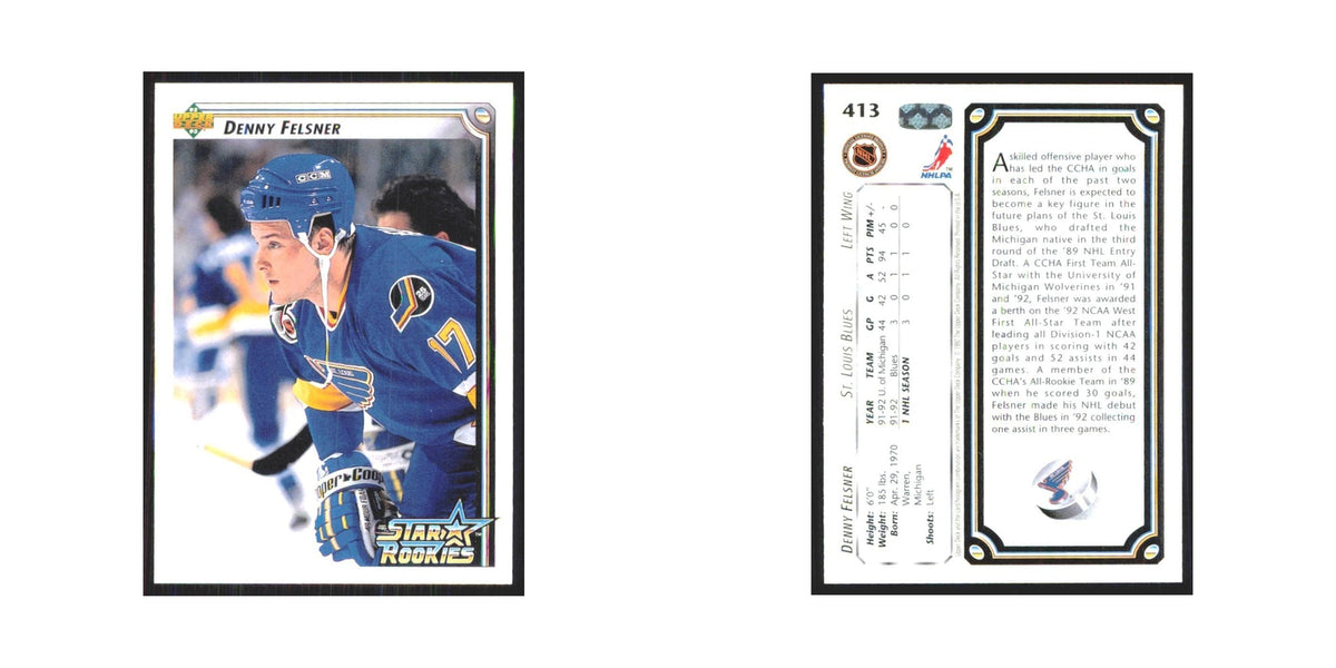 Denny Felsner Rookie 1992 Upper Deck #413 St. Louis Blues Hockey Card NM