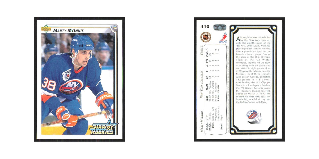Marty McInnis Rookie 1992 Upper Deck #410 New York Islanders Hockey Card NM