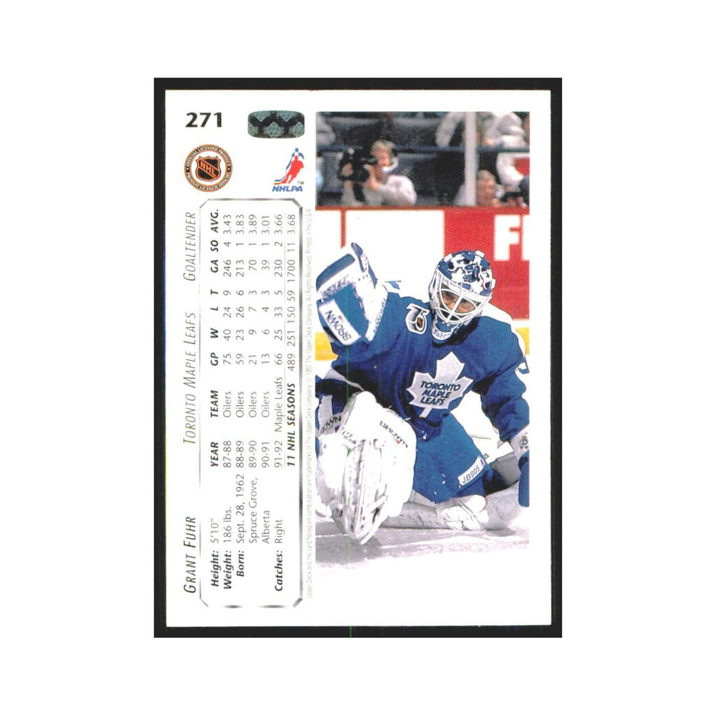 Grant Fuhr 1992 Upper Deck #271 Toronto Maple Leafs Hockey Card NM