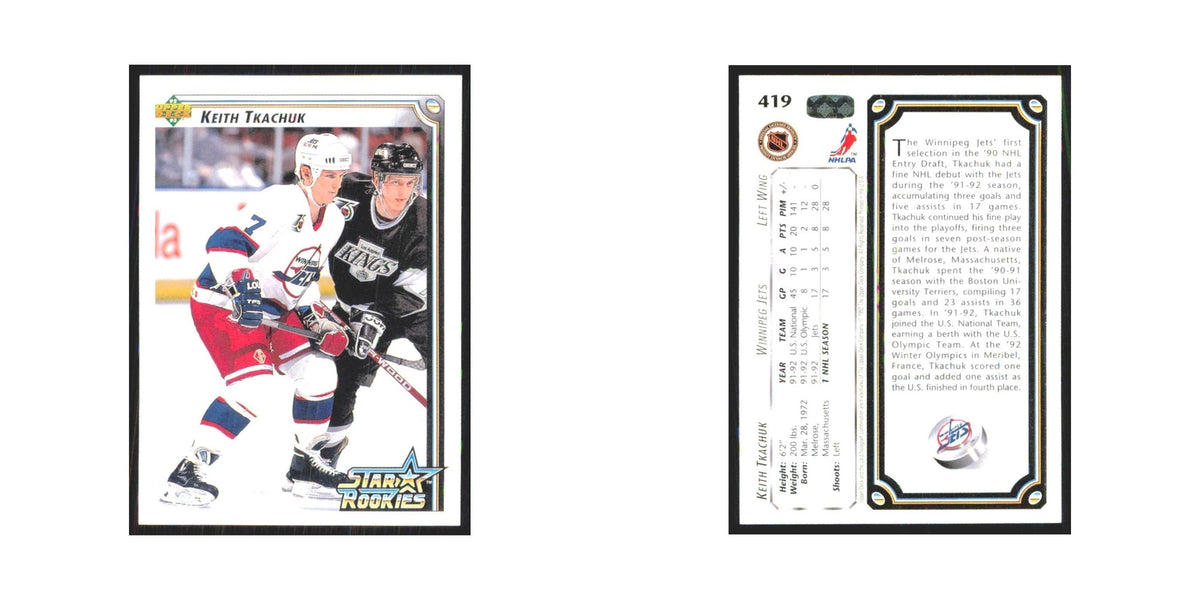 Keith Tkachuk Rookie 1992 Upper Deck #419 Winnipeg Jets Hockey Card NM