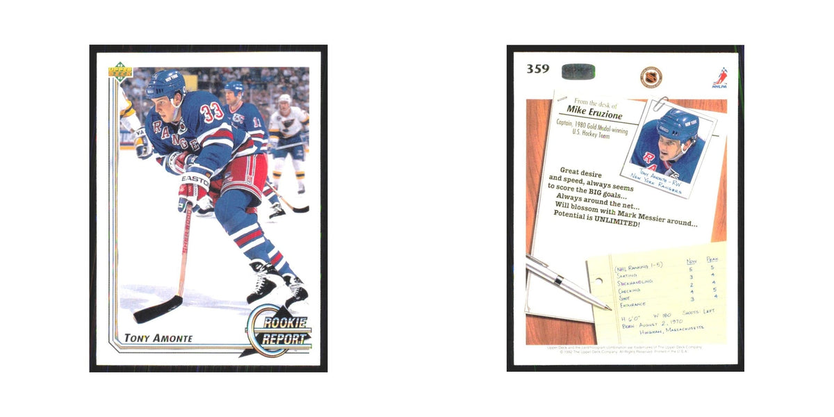 Tony Amonte Rookie 1992 Upper Deck #359 New York Rangers Hockey Card NM