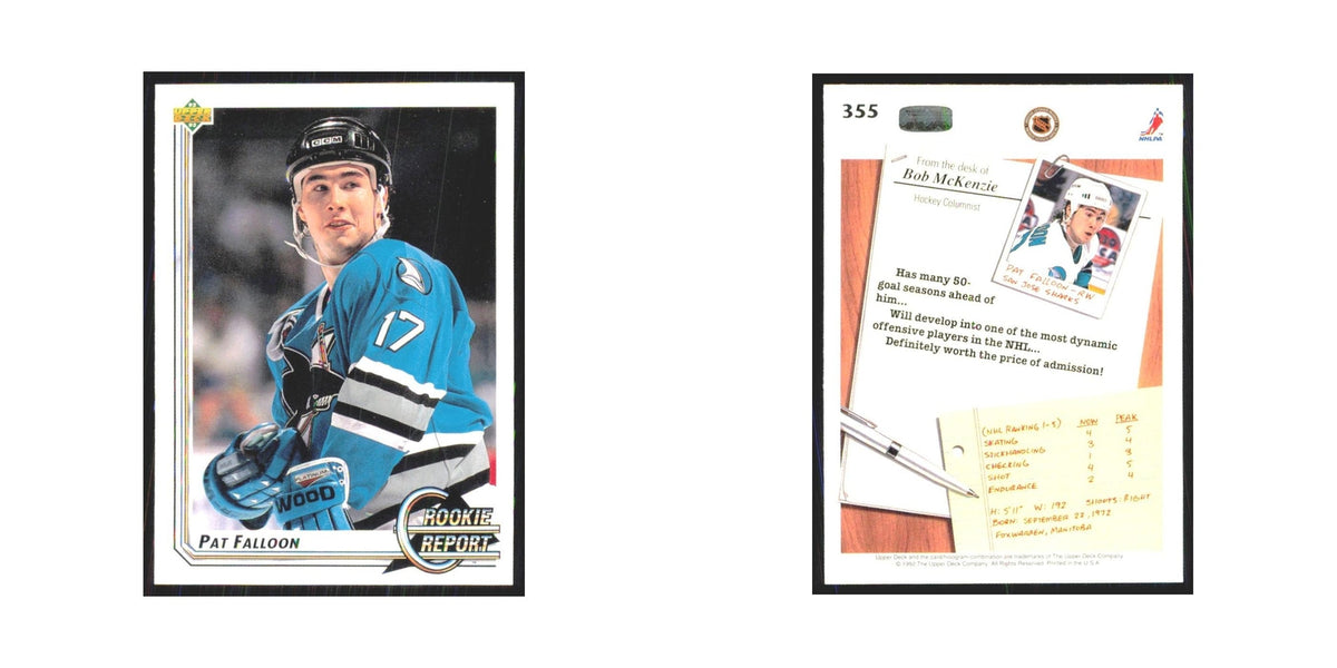 Pat Falloon Rookie 1992 Upper Deck #355 San Jose Sharks Hockey Card NM