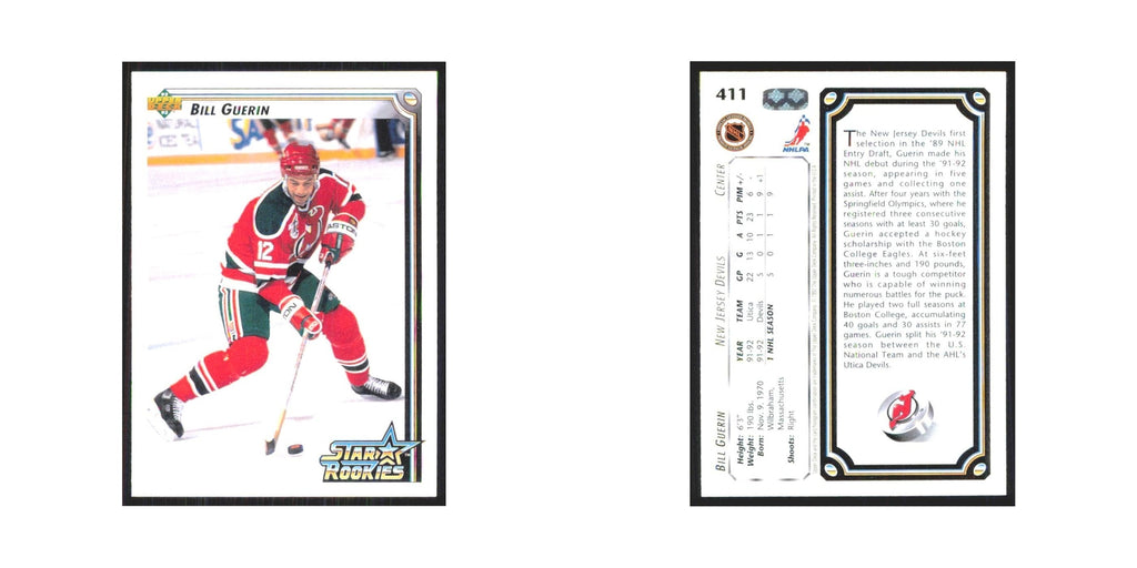 Bill Guerin Rookie 1992 Upper Deck #411 New Jersey Devils Hockey Card NM