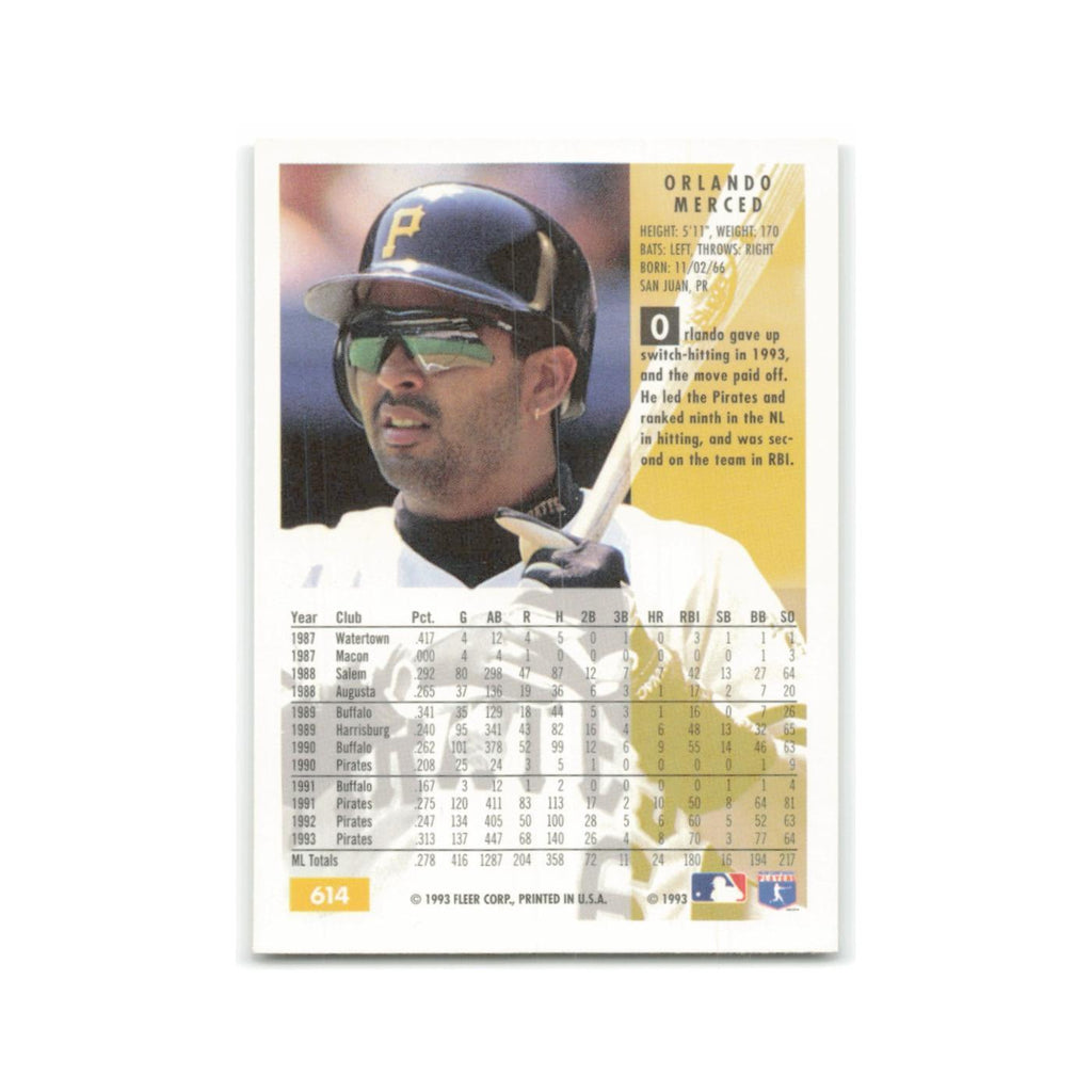 Orlando Merced 1994 Fleer #614 Pittsburgh Pirates Baseball Card NM