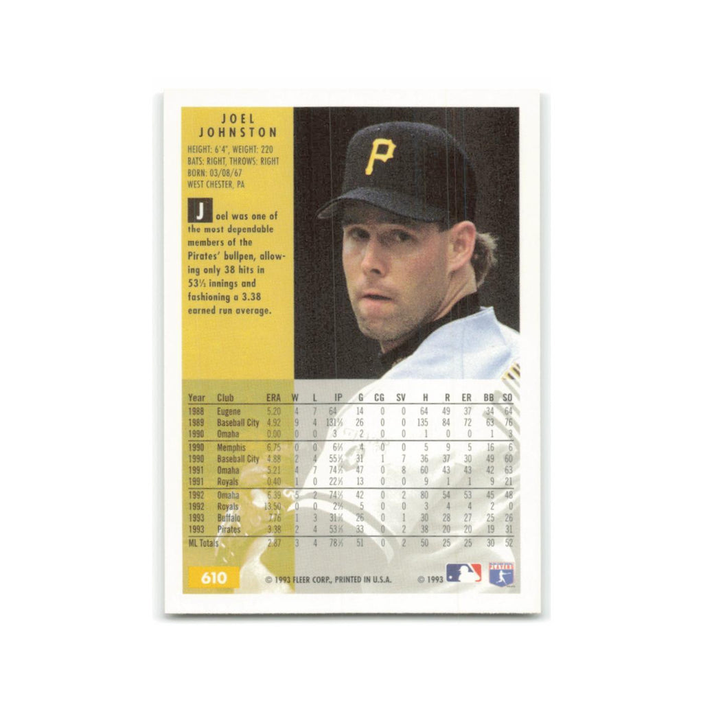 Joel Johnston 1994 Fleer #610 Pittsburgh Pirates Baseball Card NM