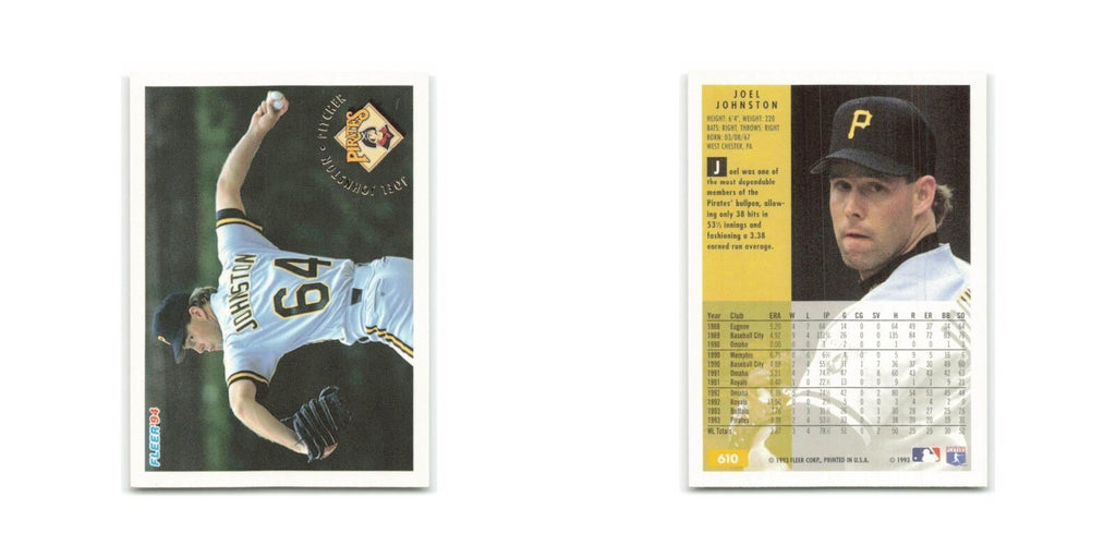Joel Johnston 1994 Fleer #610 Pittsburgh Pirates Baseball Card NM