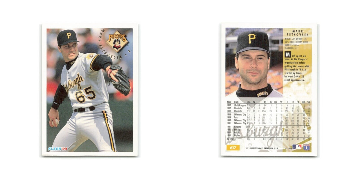 Mark Petkovsek 1994 Fleer #617 Pittsburgh Pirates Baseball Card NM