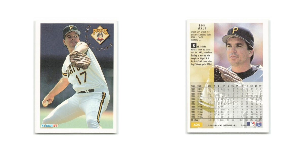 Bob Walk 1994 Fleer #625 Pittsburgh Pirates Baseball Card NM