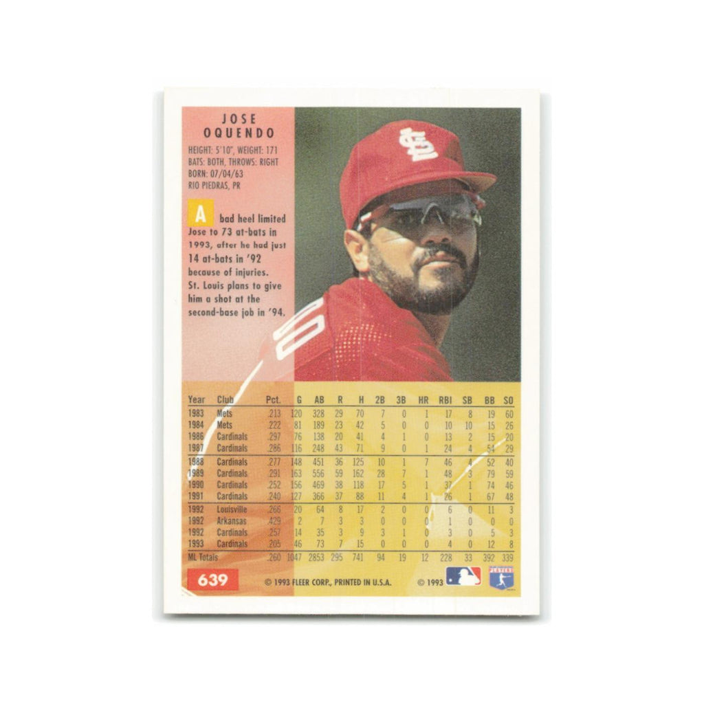 Jose Oquendo 1994 Fleer #639 St. Louis Cardinals Baseball Card NM