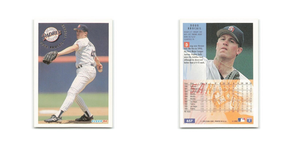 Doug Brocail 1994 Fleer #657 San Diego Padres Baseball Card NM