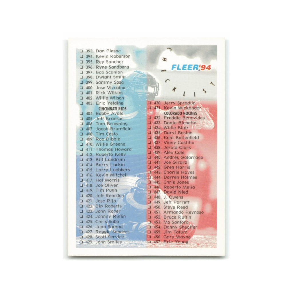 Checklist Rookie 1994 Fleer #717 Baseball Card NM