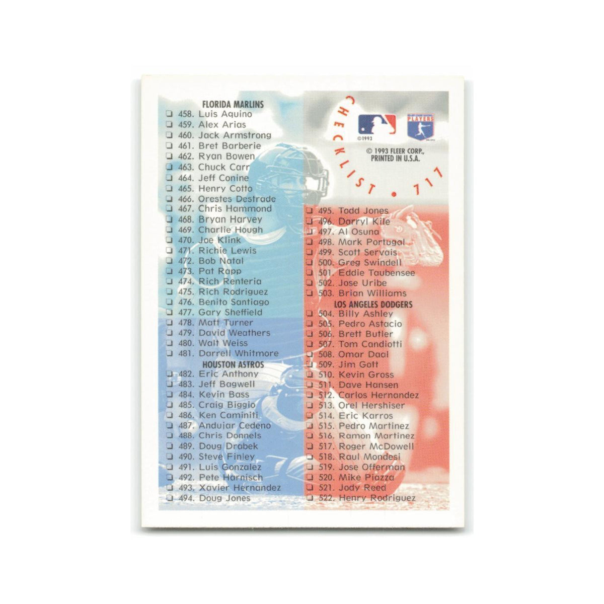 Checklist Rookie 1994 Fleer #717 Baseball Card NM