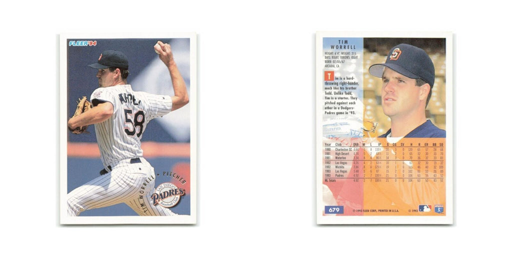 Tim Worrell 1994 Fleer #679 San Diego Padres Baseball Card NM