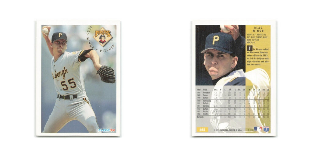 Blas Minor 1994 Fleer #615 Pittsburgh Pirates Baseball Card NM