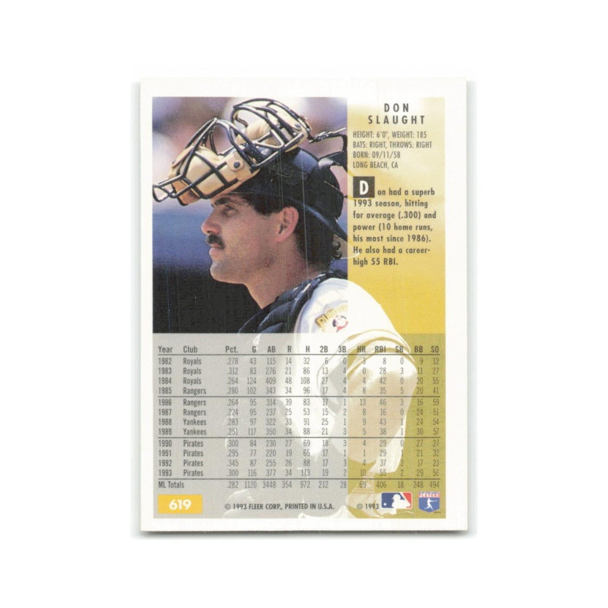 Don Slaught 1994 Fleer #619 Pittsburgh Pirates Baseball Card NM