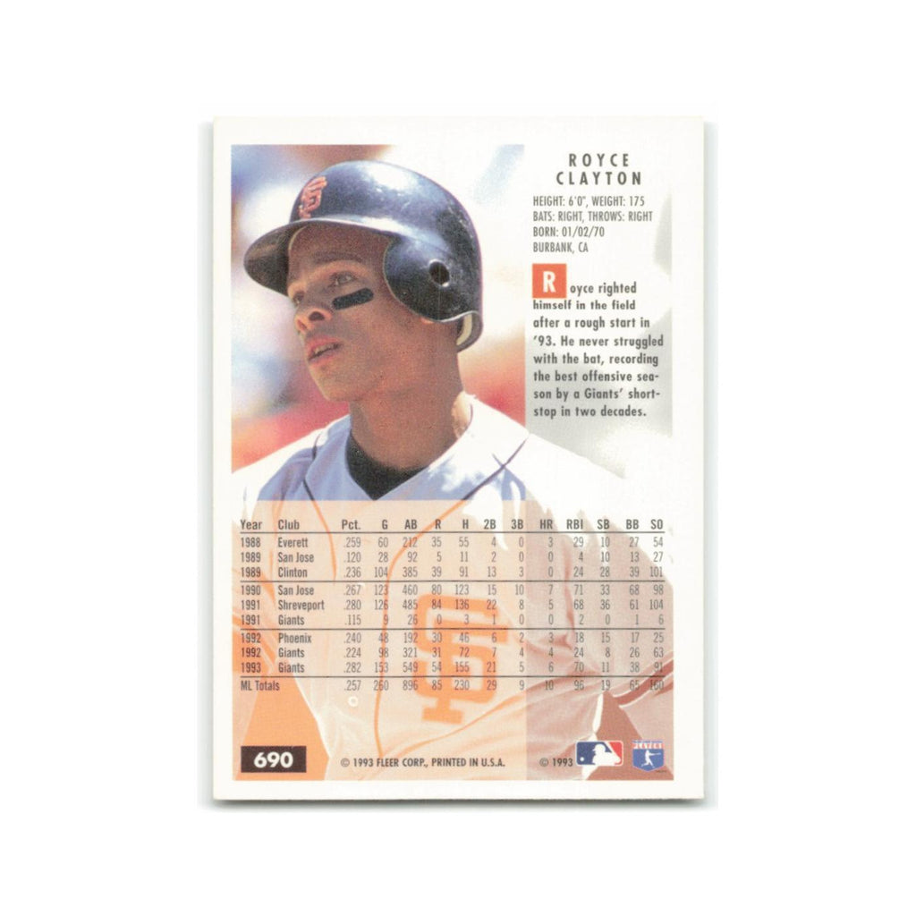Royce Clayton 1994 Fleer #690 San Francisco Giants Baseball Card NM