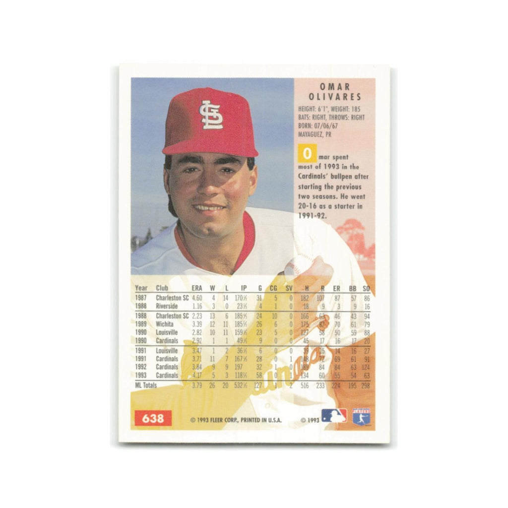 Omar Olivares 1994 Fleer #638 St. Louis Cardinals Baseball Card NM