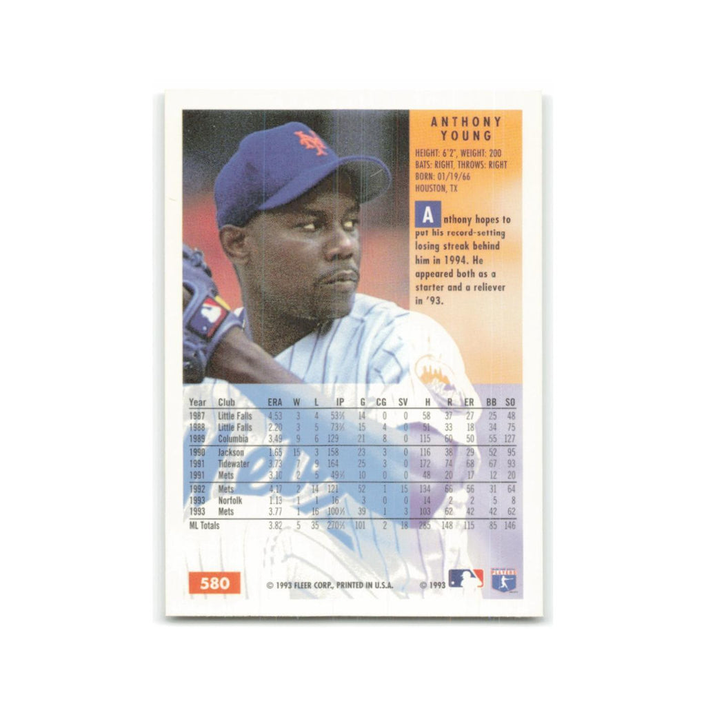 Anthony Young 1994 Fleer #580 New York Mets Baseball Card NM