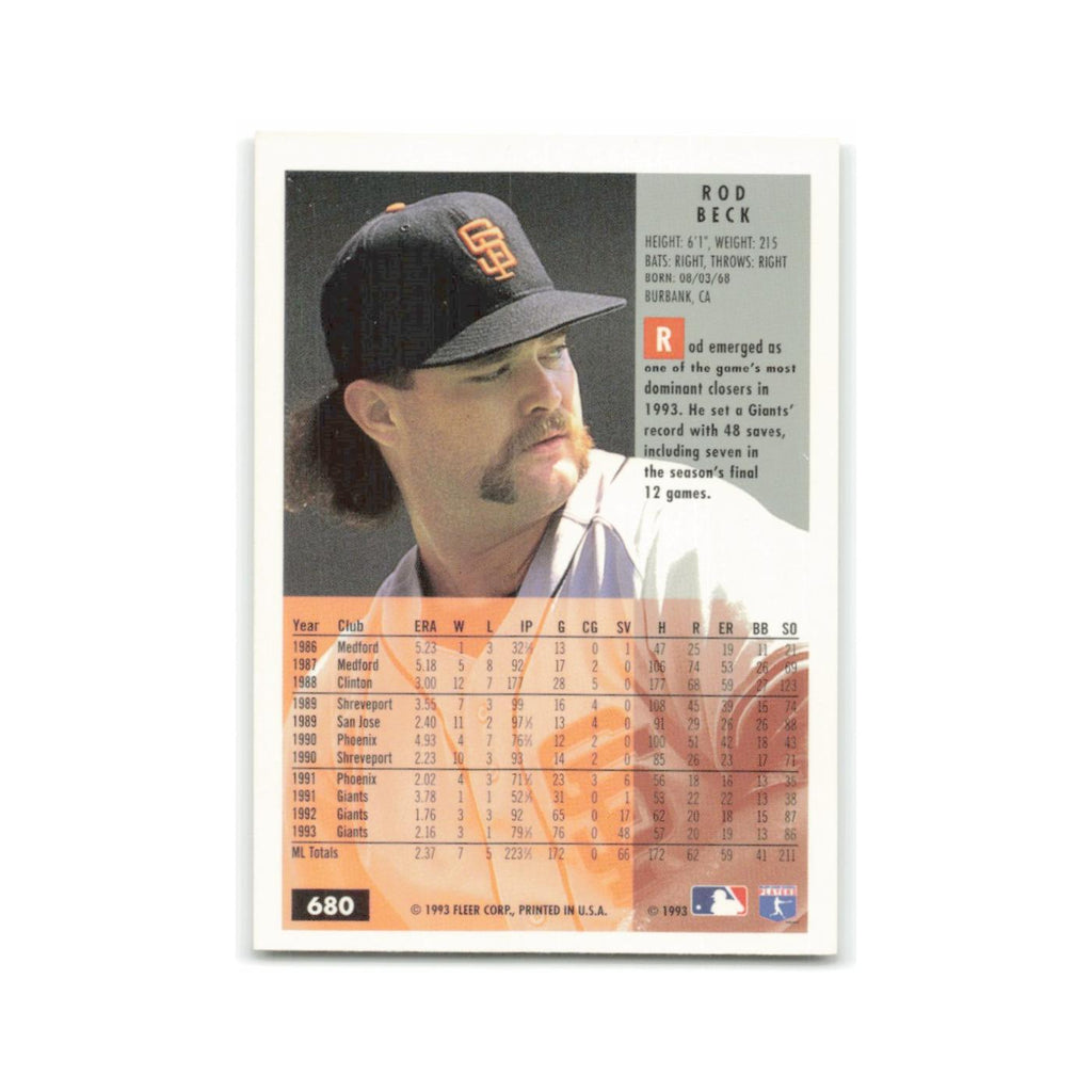 Rod Beck 1994 Fleer #680 San Francisco Giants Baseball Card NM