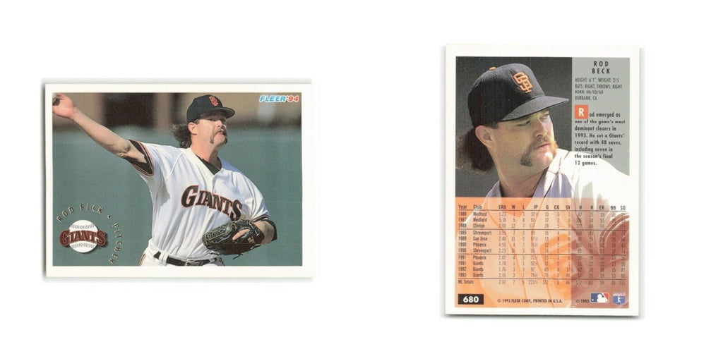 Rod Beck 1994 Fleer #680 San Francisco Giants Baseball Card NM