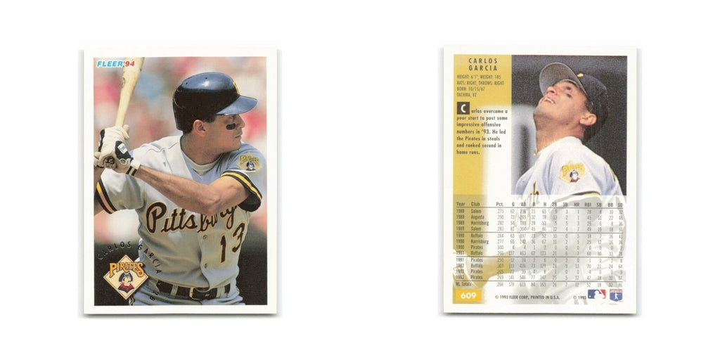 Carlos Garcia 1994 Fleer #609 Pittsburgh Pirates Baseball Card NM