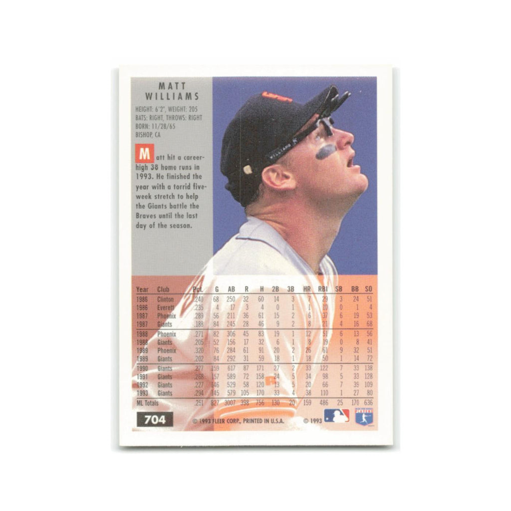 Matt Williams 1994 Fleer #704 San Francisco Giants Baseball Card NM