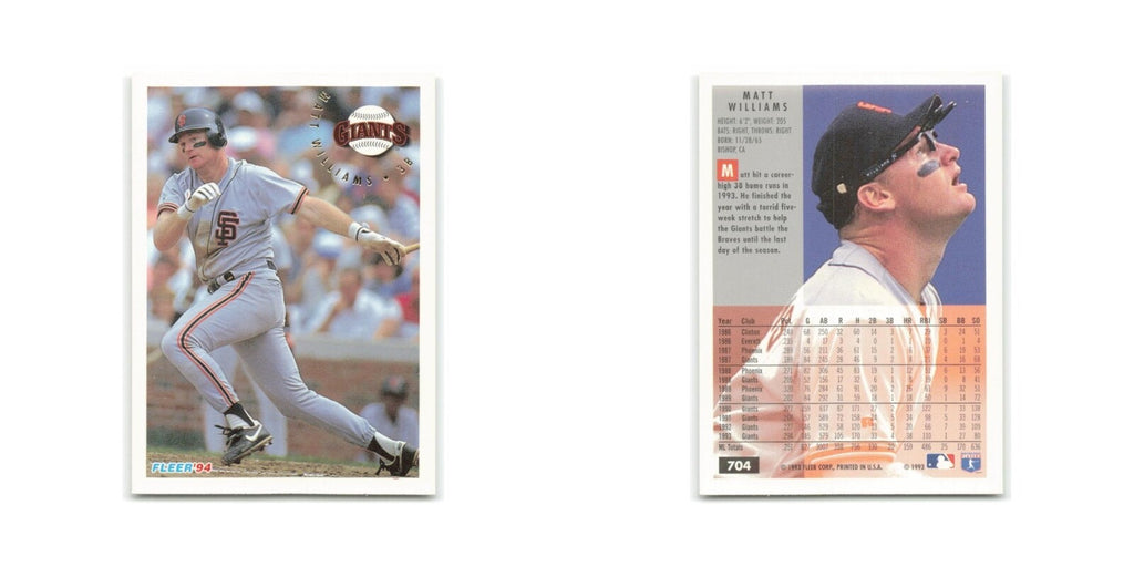 Matt Williams 1994 Fleer #704 San Francisco Giants Baseball Card NM