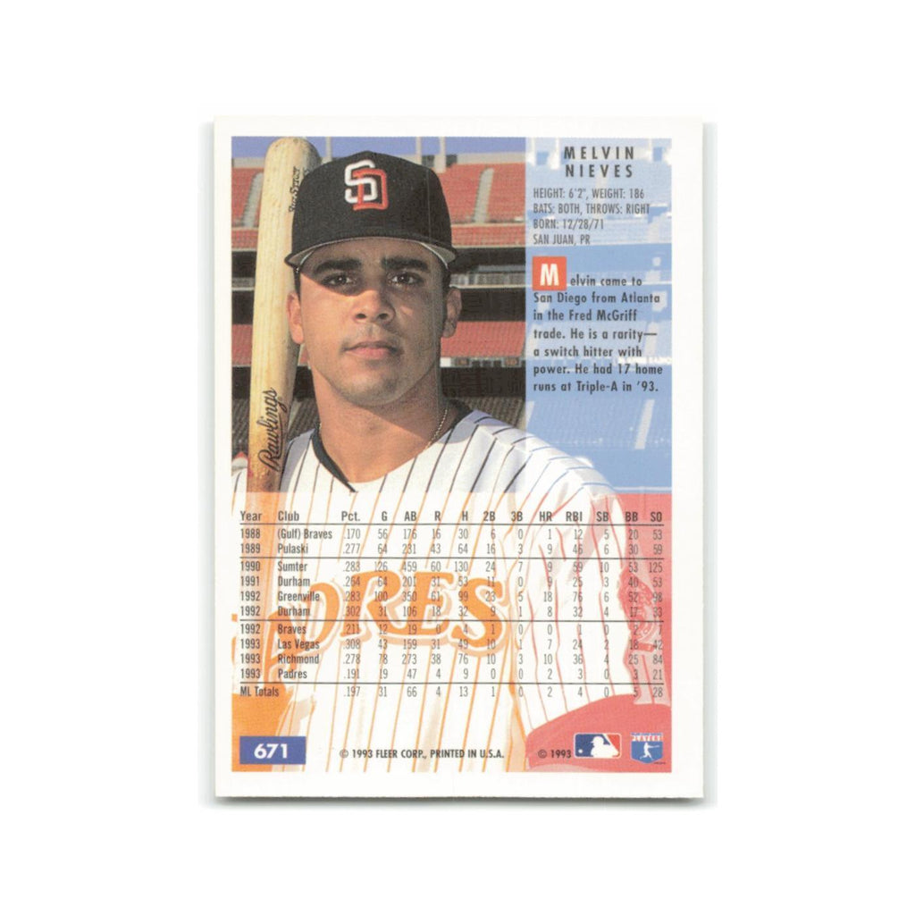 Melvin Nieves 1994 Fleer #671 San Diego Padres Baseball Card NM