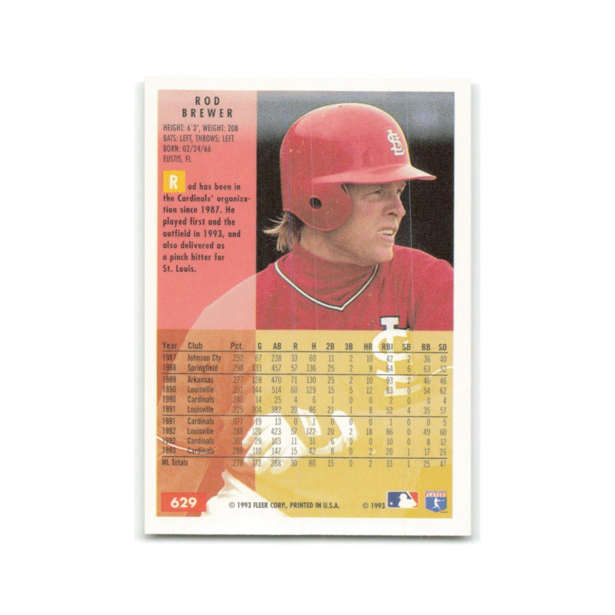 Rod Brewer 1994 Fleer #629 St. Louis Cardinals Baseball Card NM