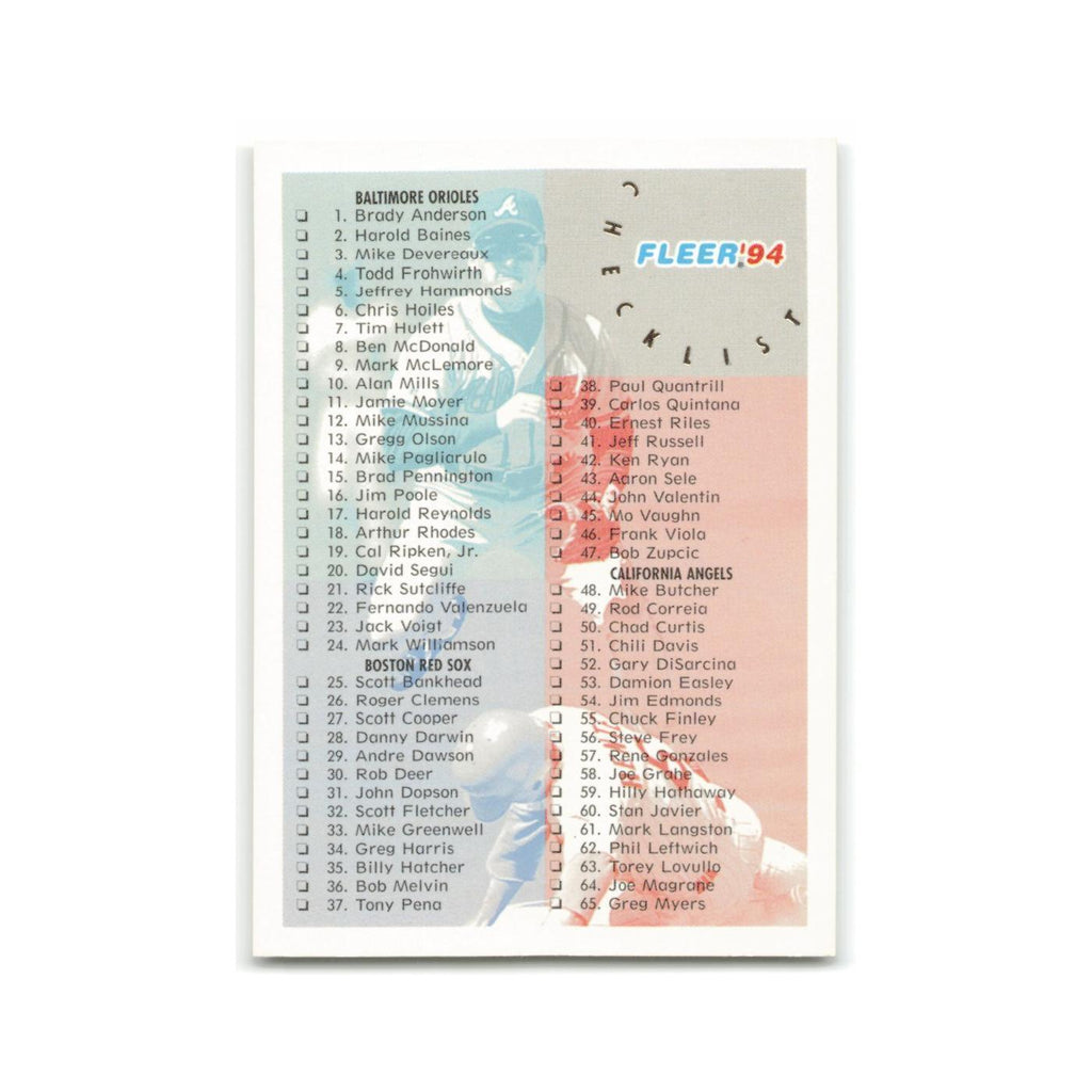Checklist 1994 Fleer #714 Baseball Card NM