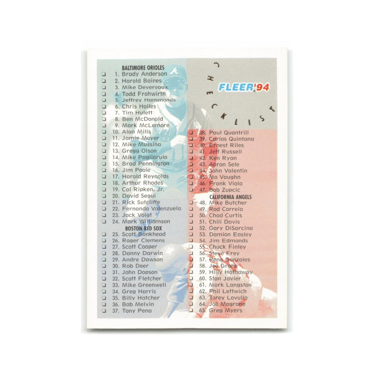 Checklist 1994 Fleer #714 Baseball Card NM