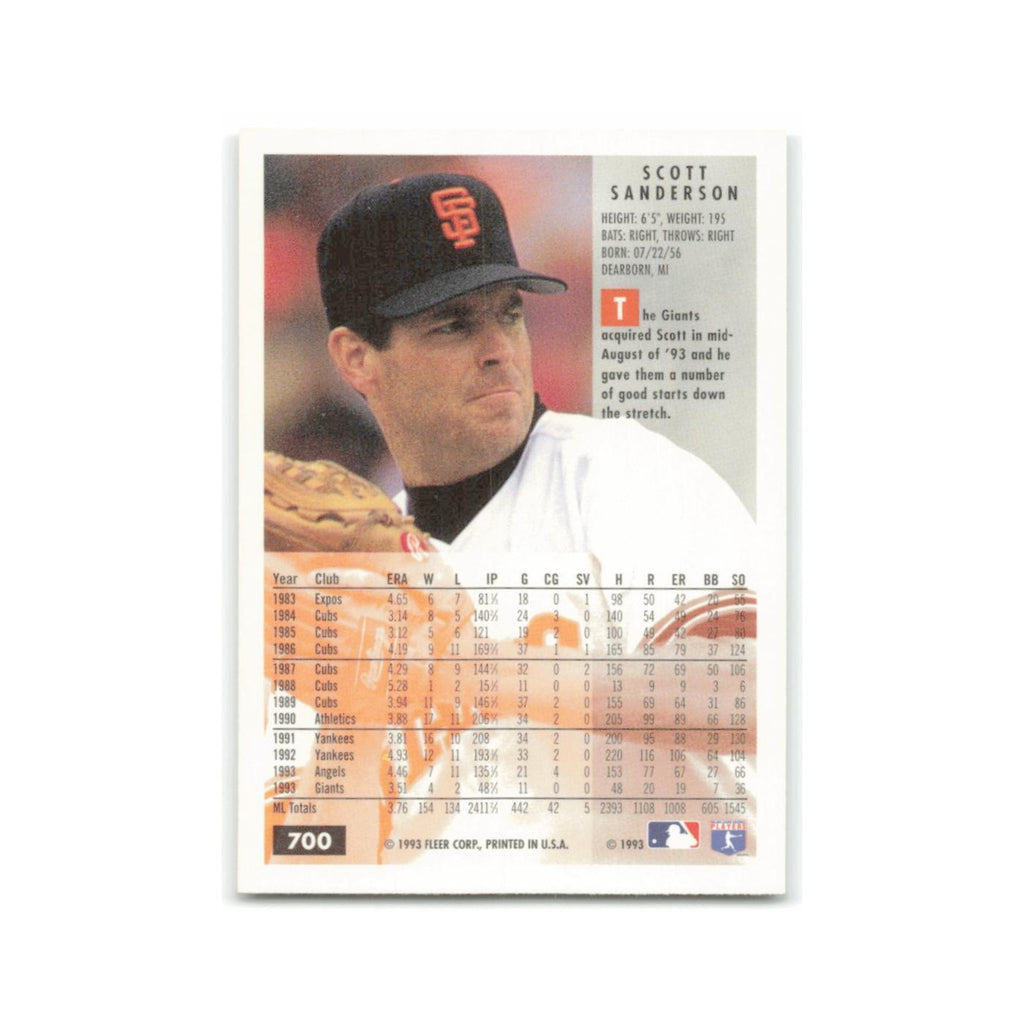Scott Sanderson 1994 Fleer #700 San Francisco Giants Baseball Card NM