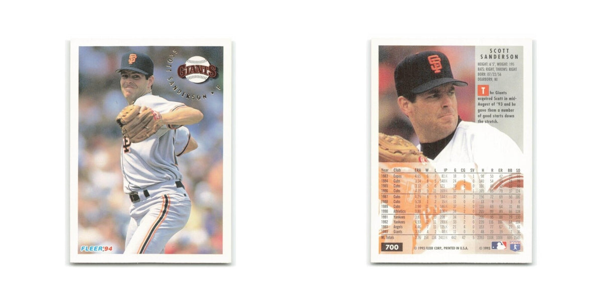 Scott Sanderson 1994 Fleer #700 San Francisco Giants Baseball Card NM
