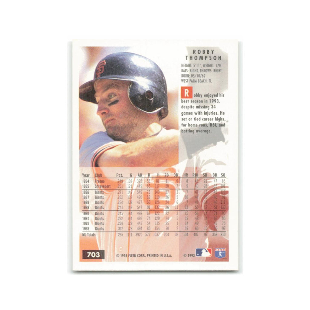 Robby Thompson 1994 Fleer #703 San Francisco Giants Baseball Card NM
