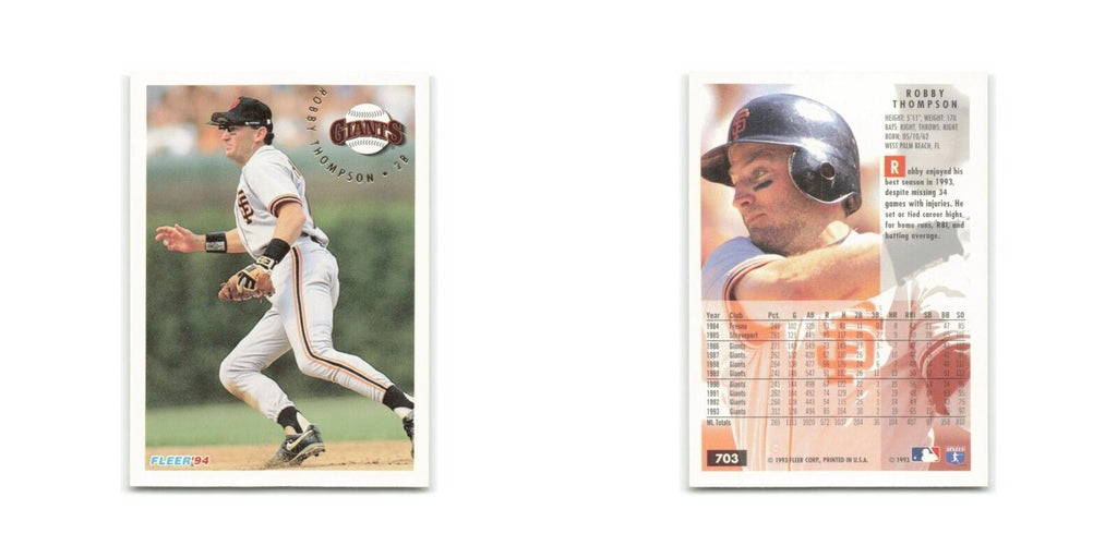 Robby Thompson 1994 Fleer #703 San Francisco Giants Baseball Card NM