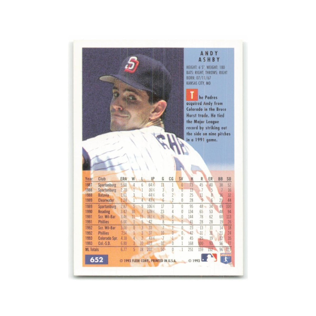 Andy Ashby 1994 Fleer #652 San Diego Padres Baseball Card NM